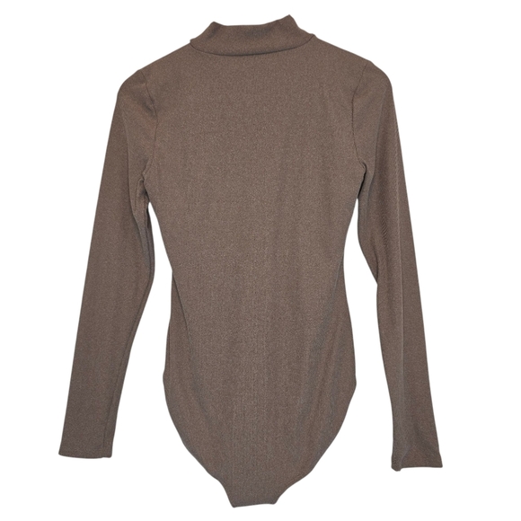 GIRLFRIEND COLLECTIVE Vivien‎ Bodysuit Taupe Brown Long Sleeve Mock Neck Large - Picture 5 of 10